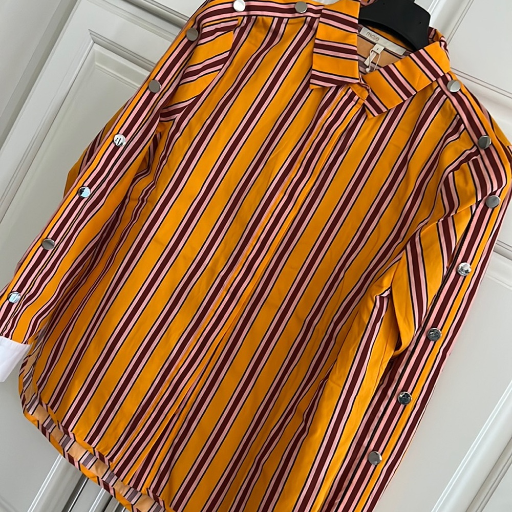Maje Striped Button Down Shirt NWT